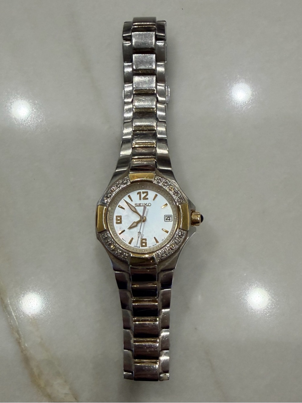 Seiko Two-Tone Silver & Gold Women’s Crystal Bezel Watch